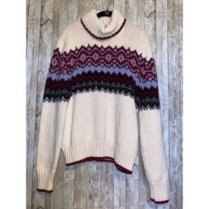 Women's Vintage Langenis Lamb's Wool Blend Fair Isle Turtleneck Sweater Size XL